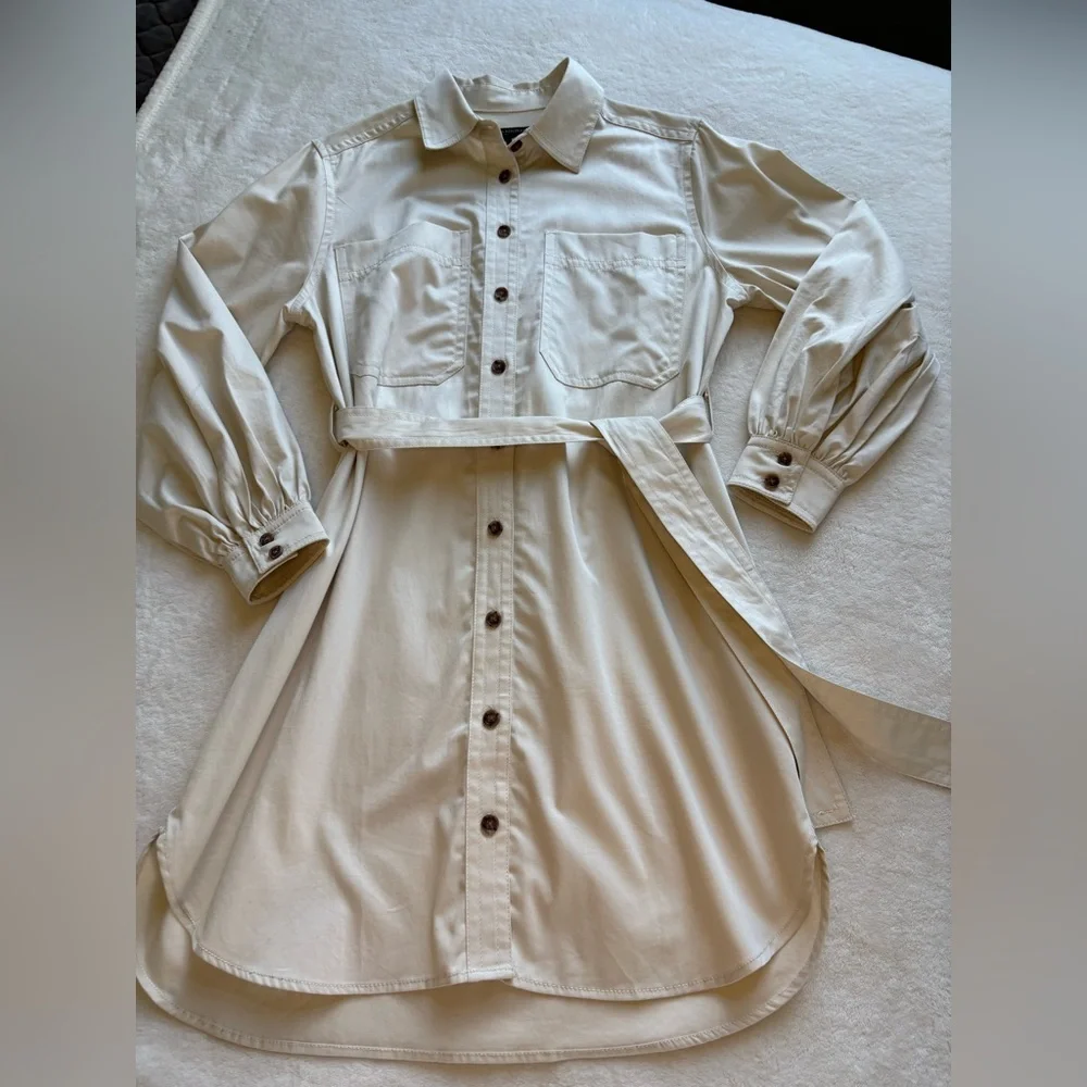 Banana Republic Kakhi Shirttail Dress - Size Small - Picture 3 of 16